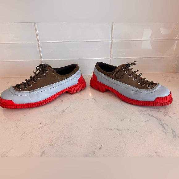 Camper Men's Sneakers in Brown and Light Blue with Red Soles Size 39 - Picture 7 of 10